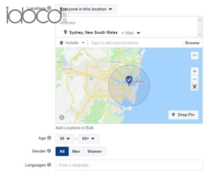 设置 Facebook 广告地理定位第 4 步