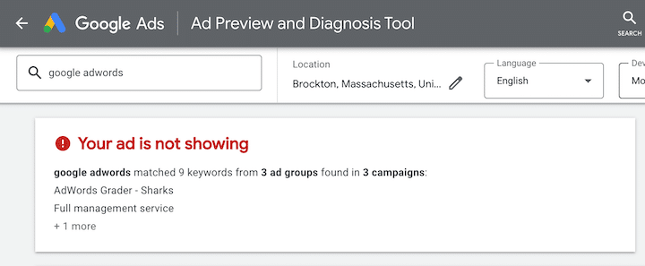广告预览和诊断工具