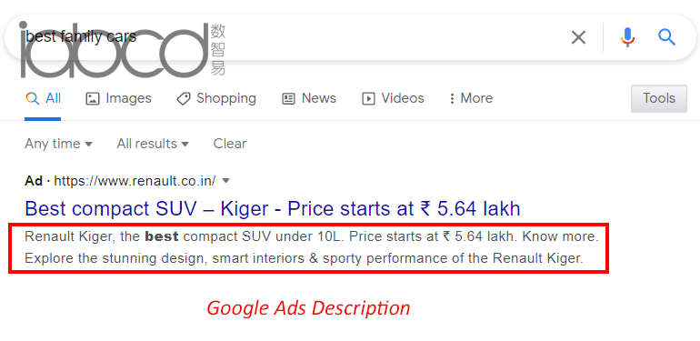 谷歌搜索广告说明